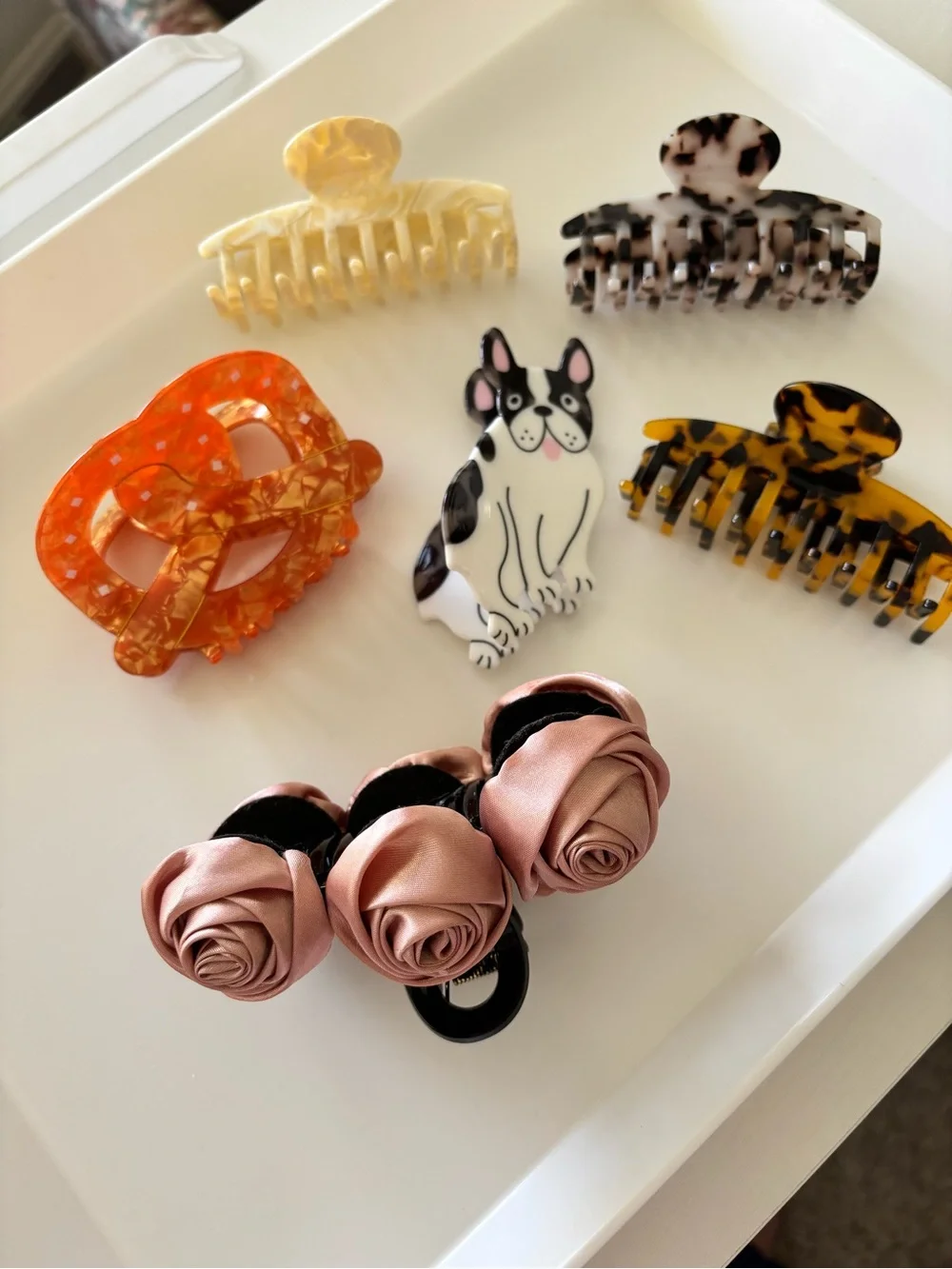 Claw Clip Accessory Bundle | Pretzel, Bulldog, Floral & marbled | 6 Pieces